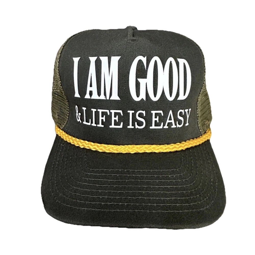 Cobra Trucker Hat Mesh Back Adjustable Black/Green/Yellow One Size "I AM GOOD"